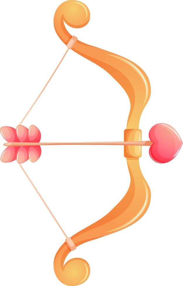 Cartoon cupid's bow with arrow heart on transparent background vector