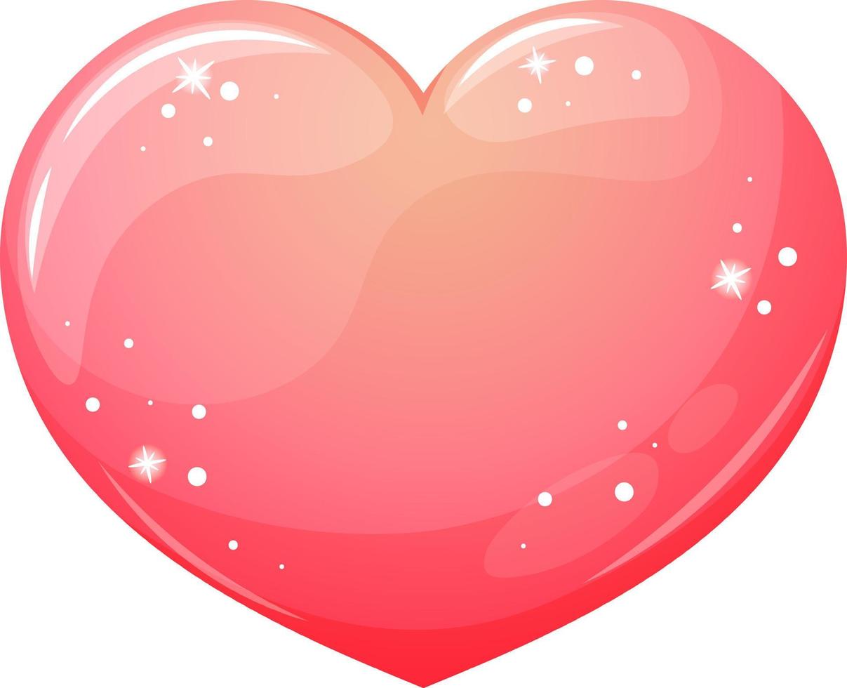 Cartoon pink heart with glitter on transparent background vector