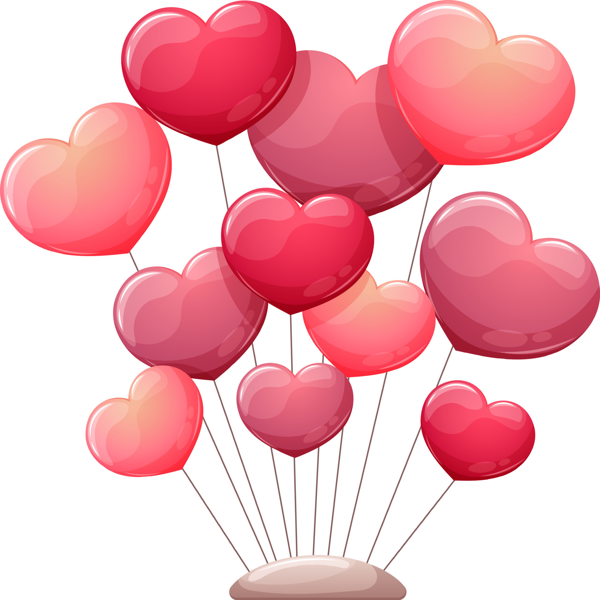 manojo de globos rojos realistas en forma de corazón aislados en fondo  blanco. elemento de diseño para el día de San Valentín, boda, cumpleaños.  Ilustración de stock vectorial. 9764966 Vector en Vecteezy