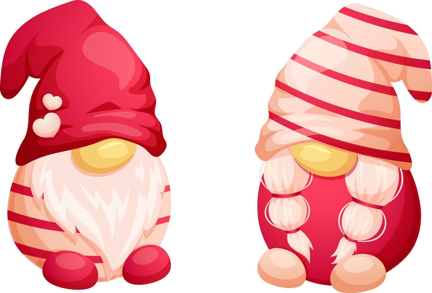 A set of cute Scandinavian gnomes for Valentine's Day, boy and girl, couple vector