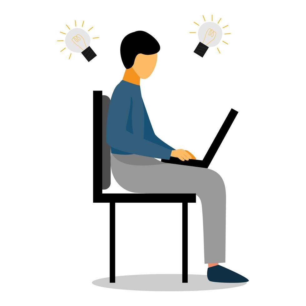 Vector illustration design of people sitting and working using laptop