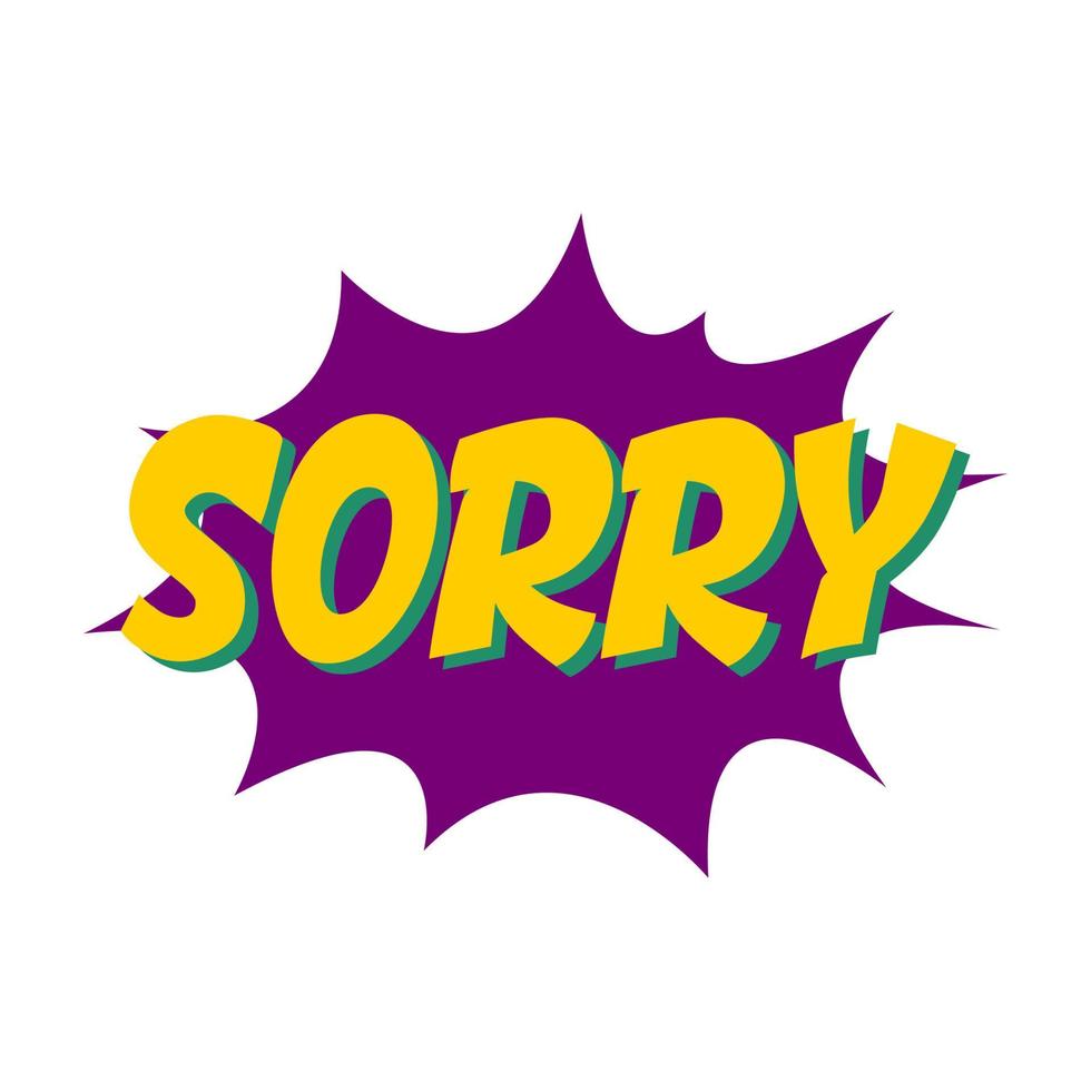 Sorry lettering vector design in cartoon style