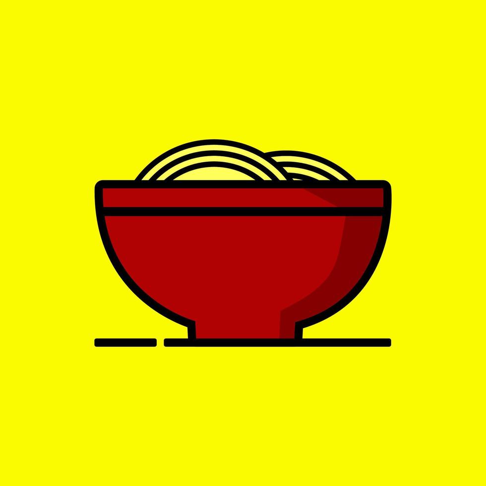 Noodle bowl icon vector design in doodle style