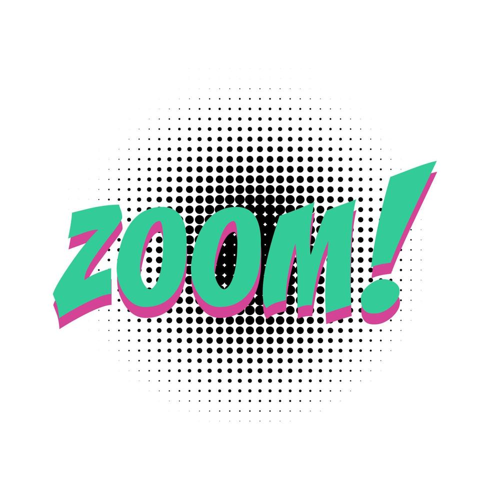 diseño de vector de letras de zoom en estilo de dibujos animados