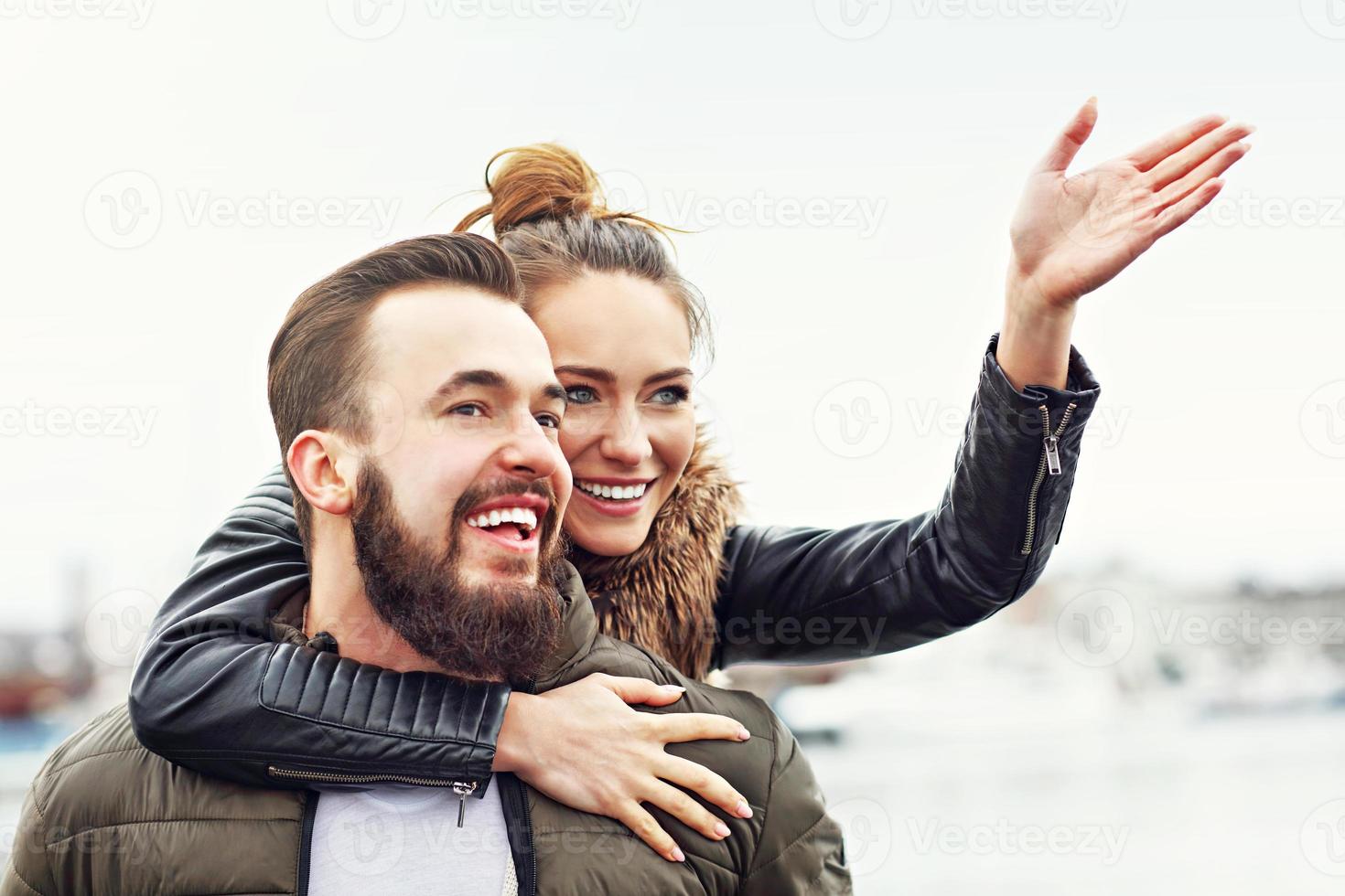 Young couple hanging out photo