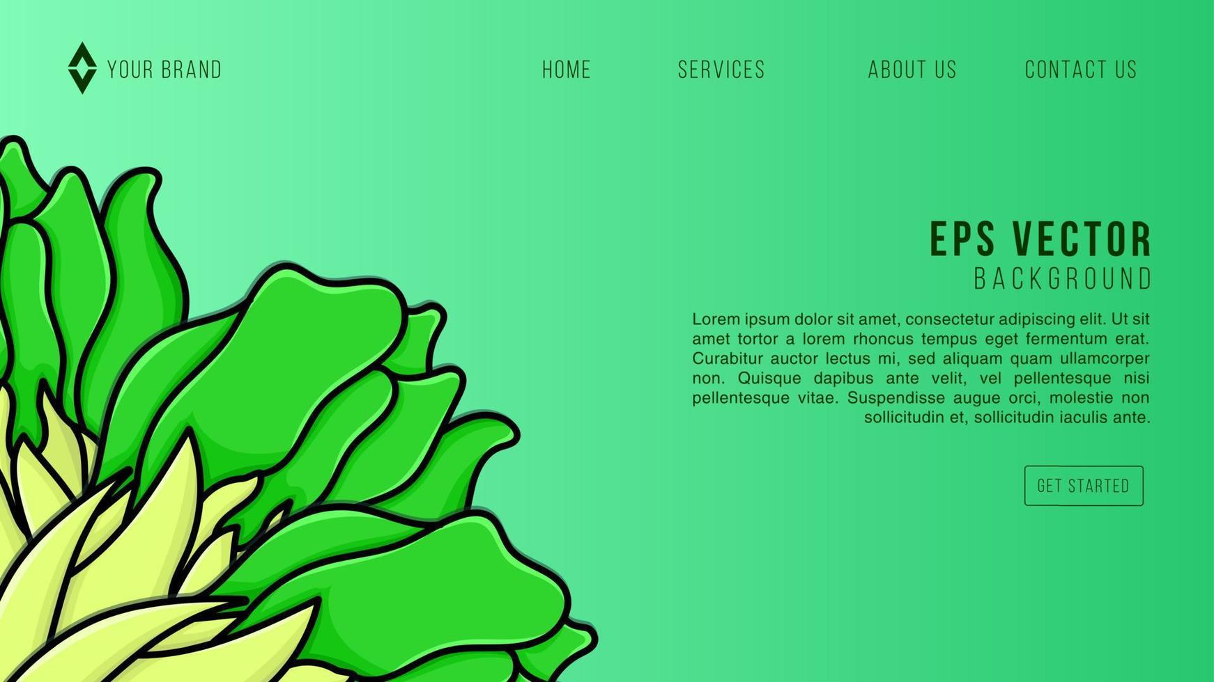 Vegetable Green Web Design Abstract Background EPS 10 Vector For Website, Landing Page, Home Page, Web Page