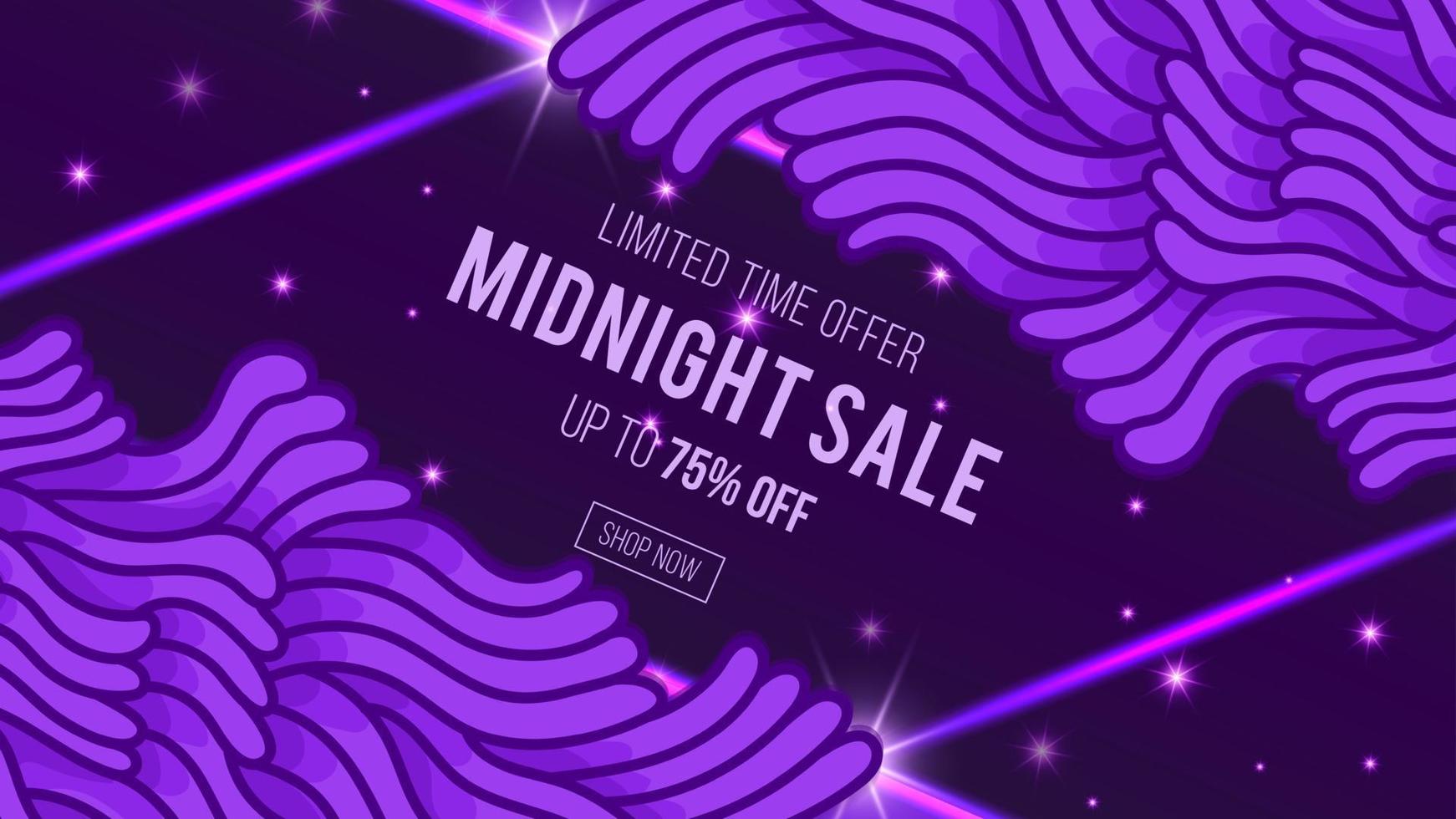 Purple midnight sale banner template design, Big sale special offer. vector