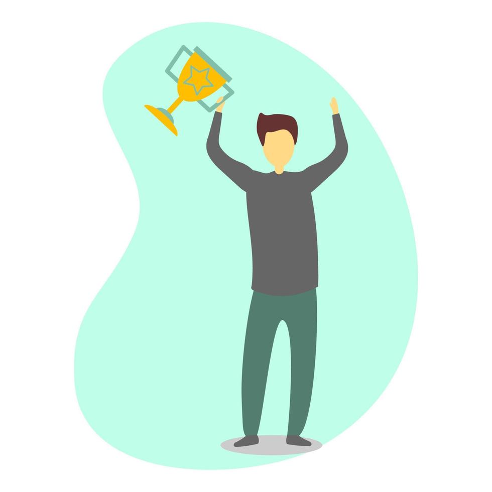 Vector illustration design of a man holding a champion's trophy