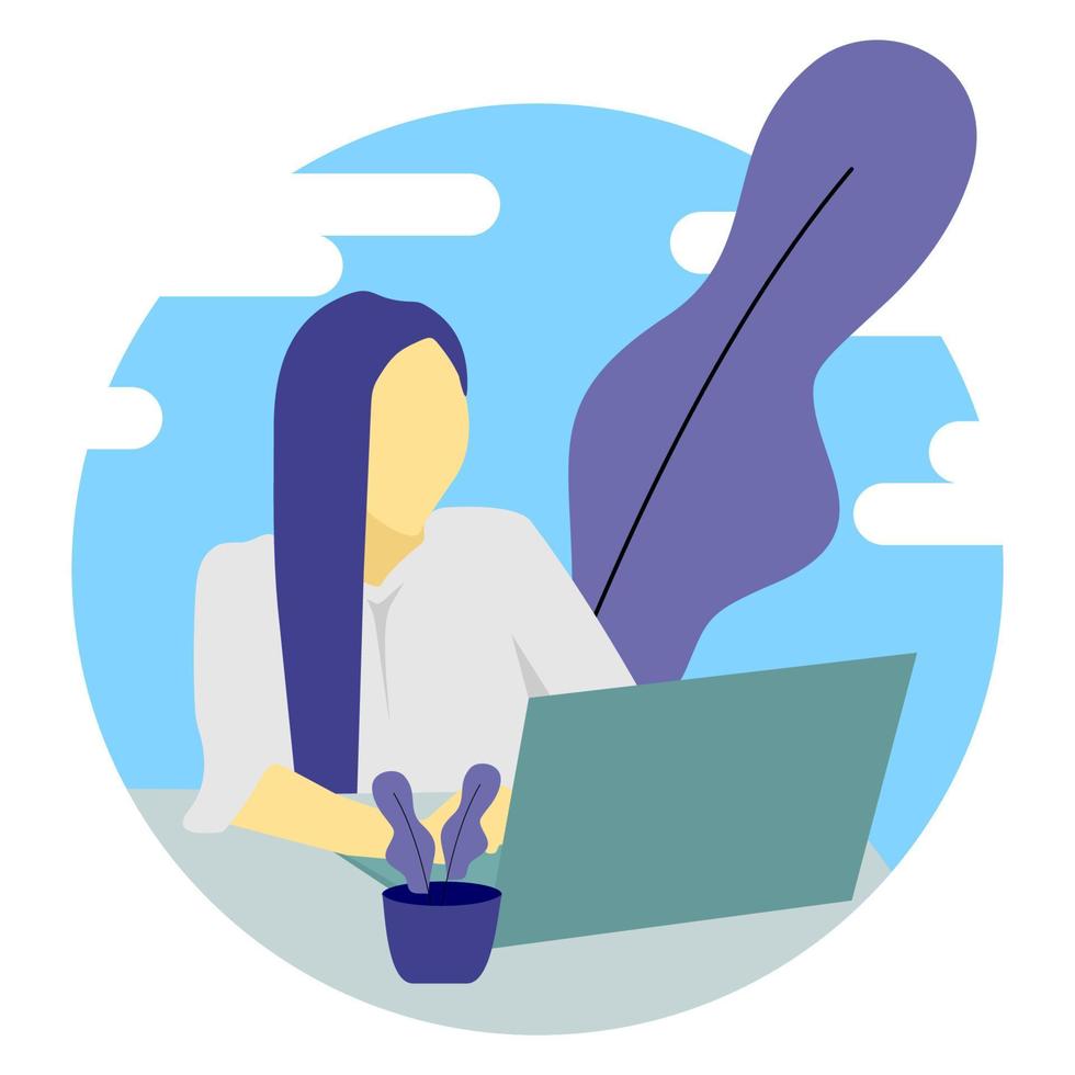 Vector illustration design of woman working in front of laptop