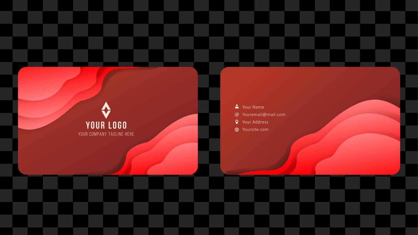 Red Name Card and Business Card Template Design Abstract Background vector