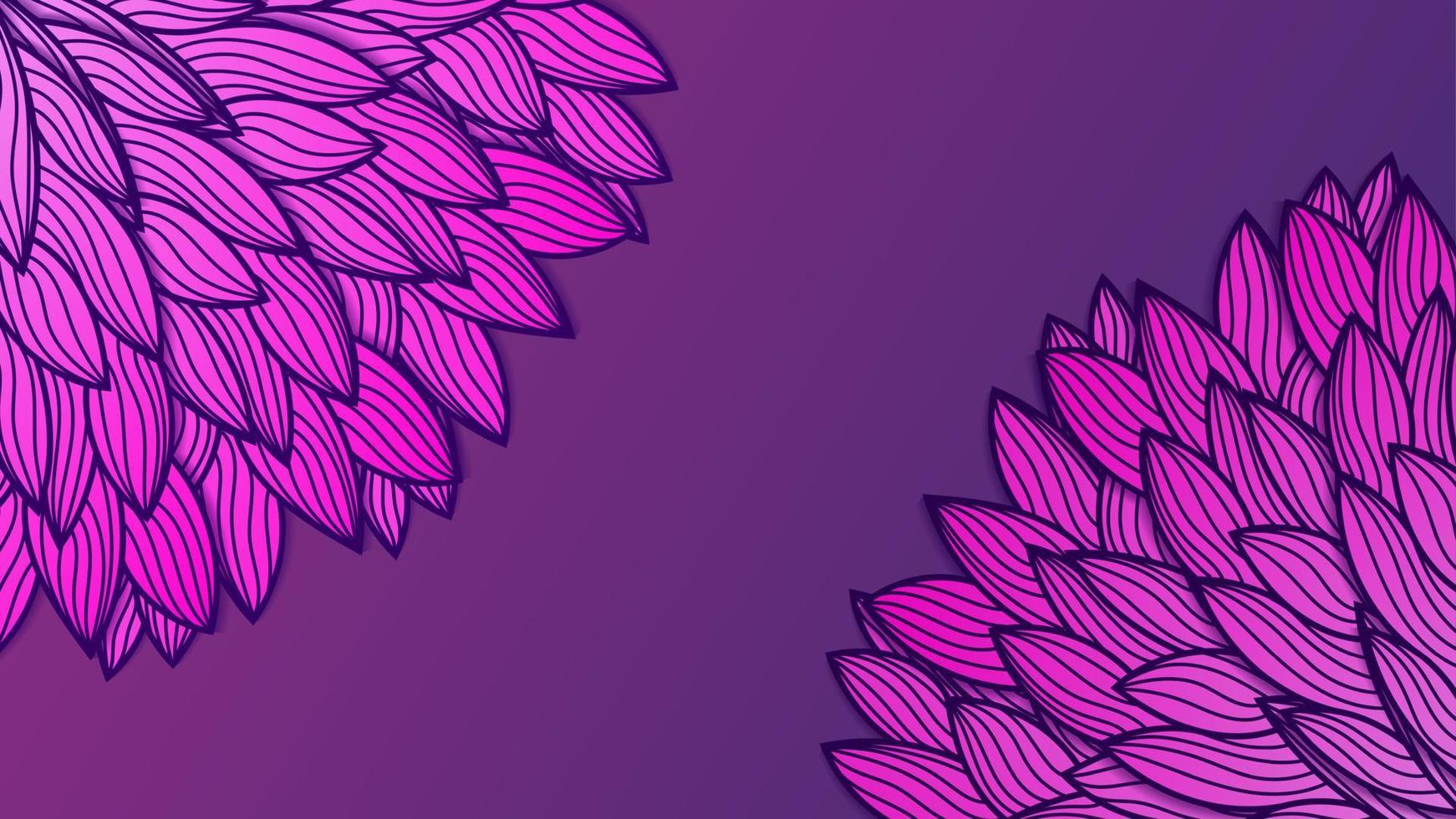 Patrón transparente de degradado púrpura geométrico vectorial con fondo floral de rayas que se cruzan. vector lunar violeta y rosa textura transparente con fondo de flores abstractas con gráfico dibujado a mano