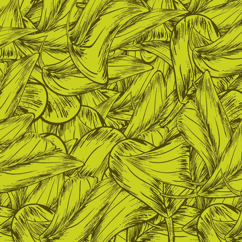 dibujo floral liso amarillo. siluetas de flores lilas florecientes en estilo vintage. elegante patrón botánico sin fisuras hecho de flores de primavera. ornamento natural para textiles, telas, papel pintado, superficie vector