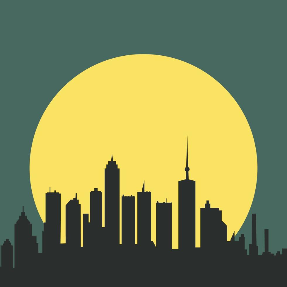 diseño de ilustración vectorial de vista de la ciudad por la noche vector