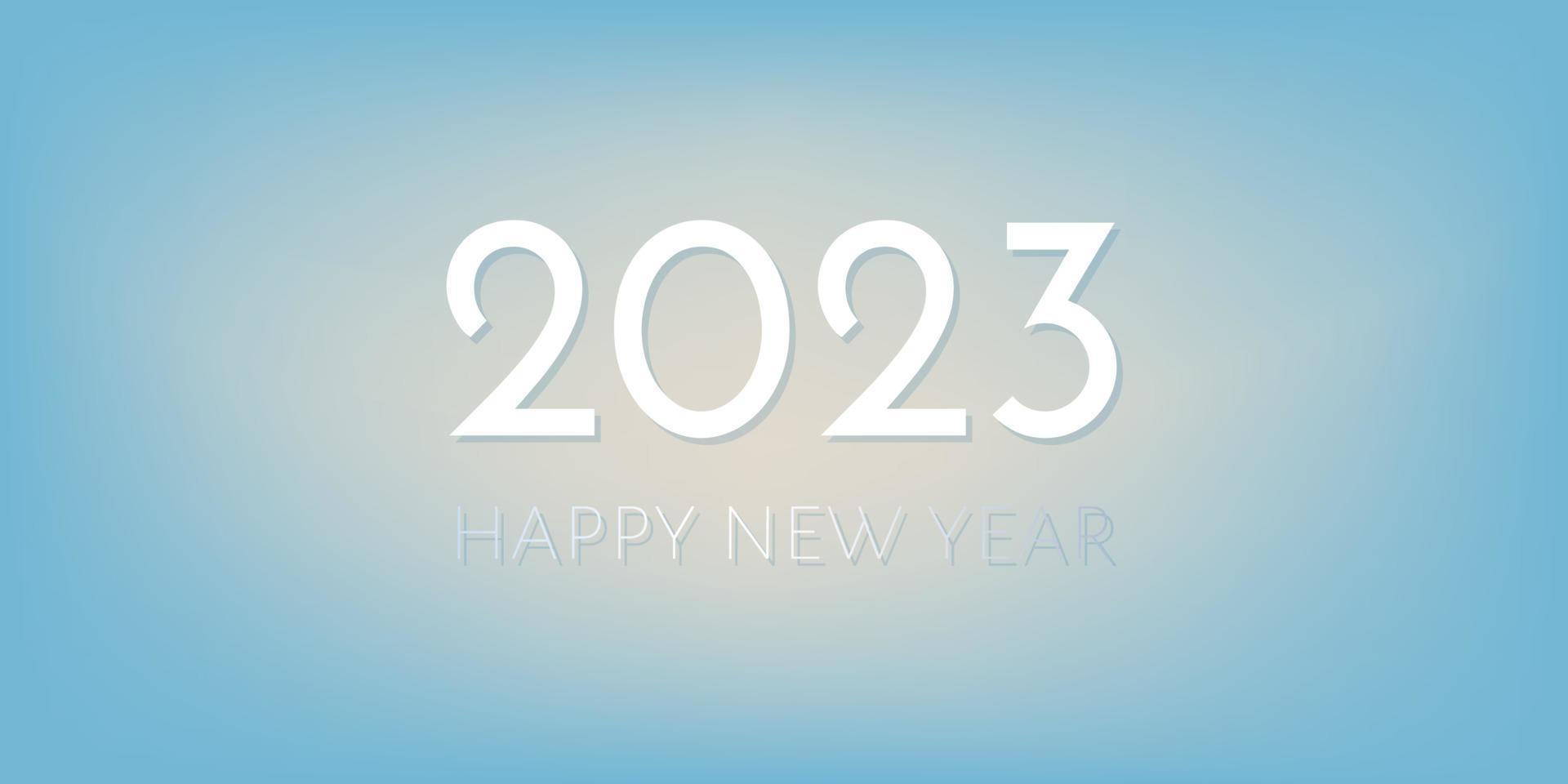 2023 feliz año nuevo banner horizontal azul y blanco. vector