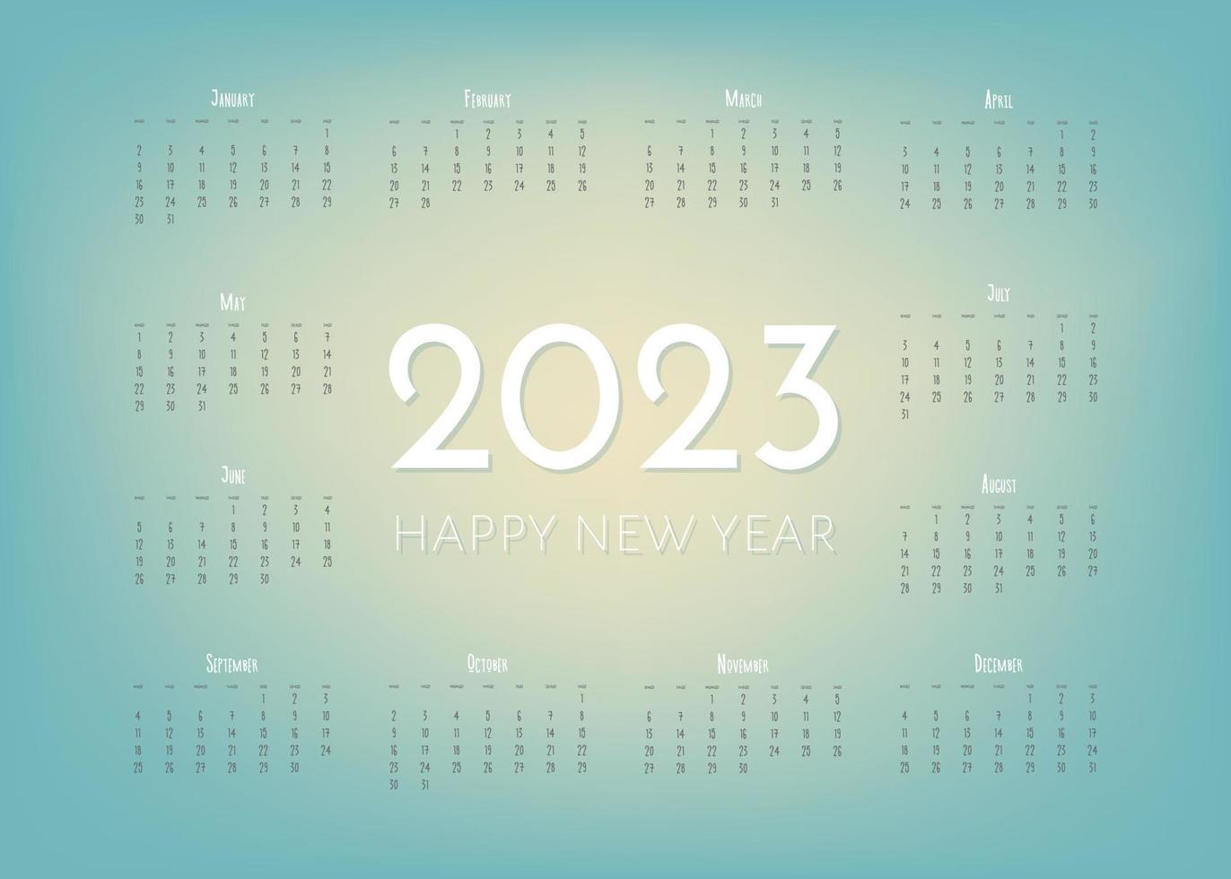 2023 calendar template by months, calendar cover concept. vector