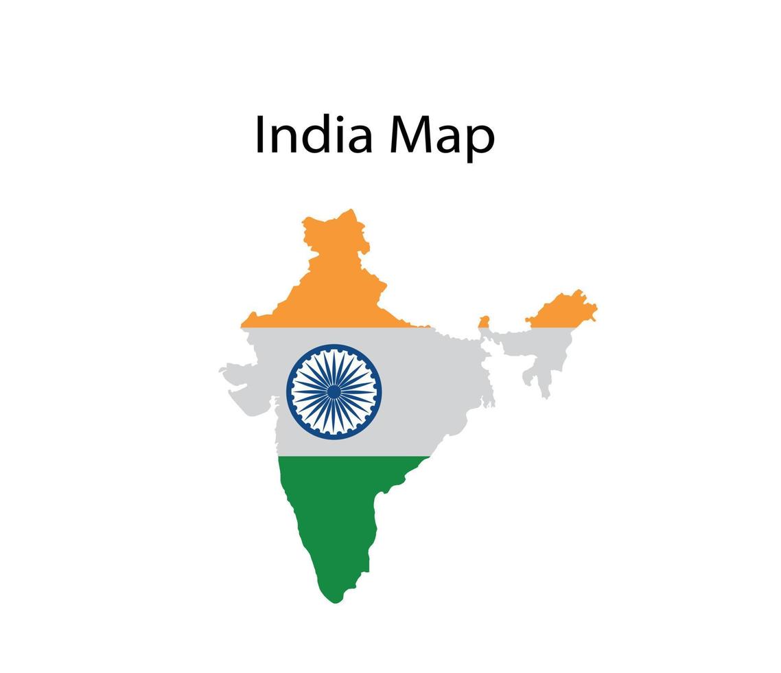 India Map Vector Illustration National Flag in Background