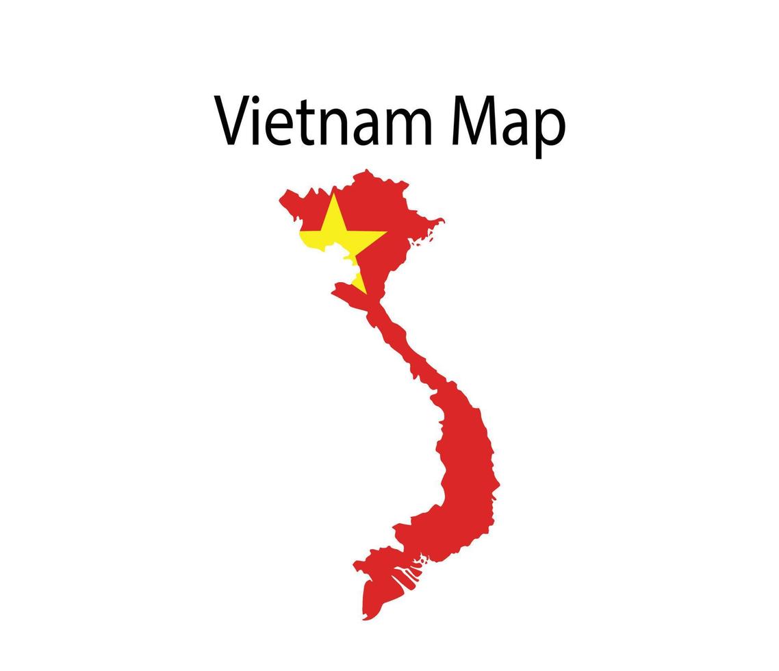 Vietnam Map Vector Illustration National Flag in Background