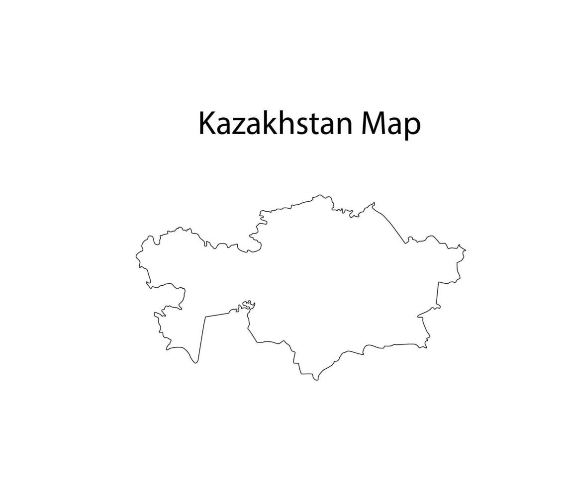 Kazakhstan Map Line Art Vector Illustration