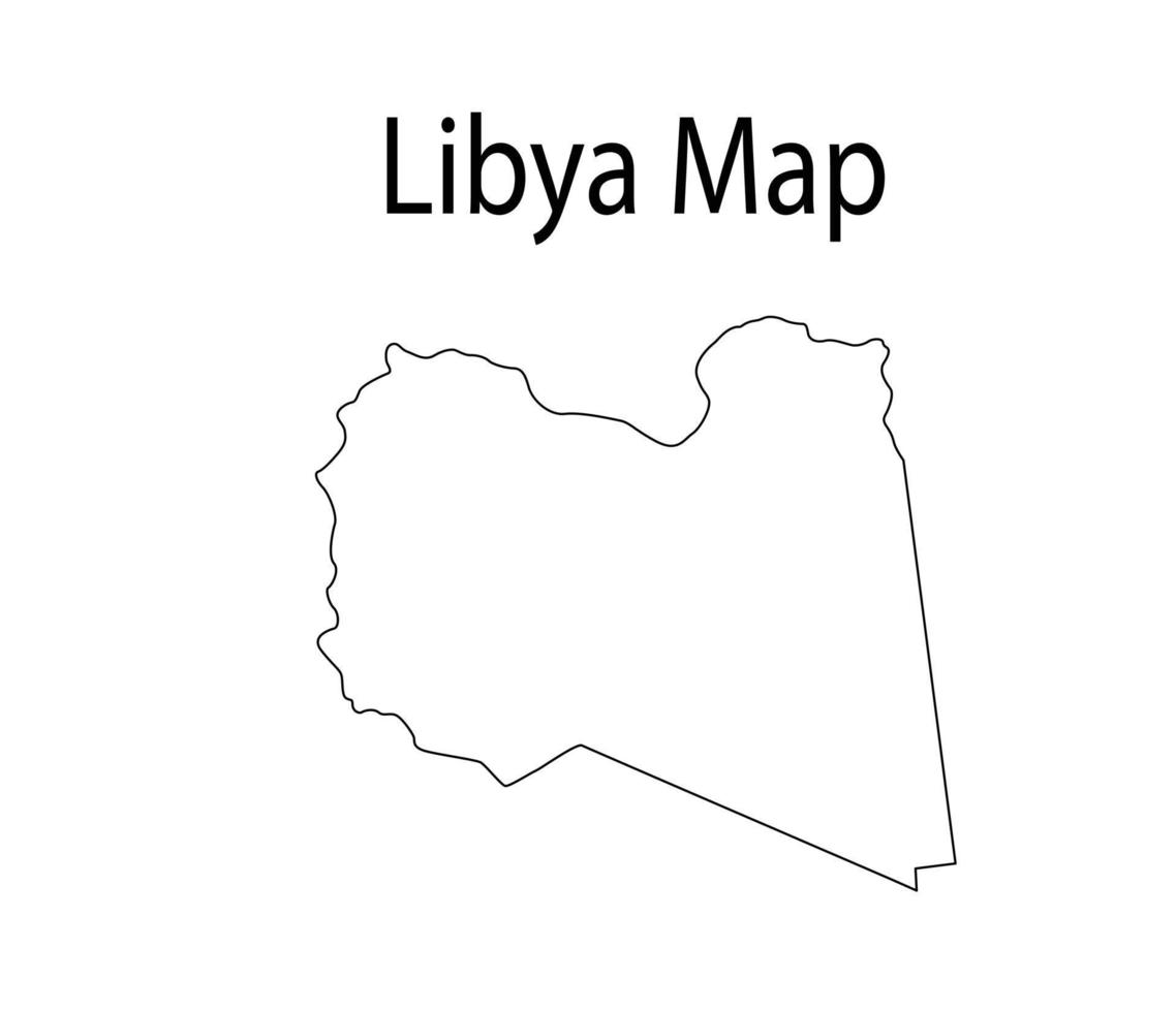 Libya Map Line Art Vector Illustration