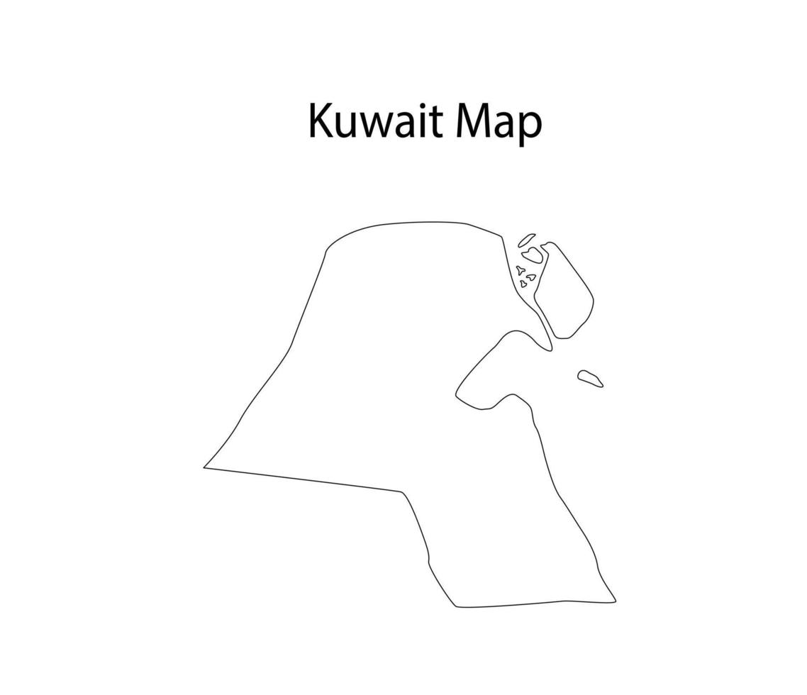 Kuwait Map Line Art Vector Illustration