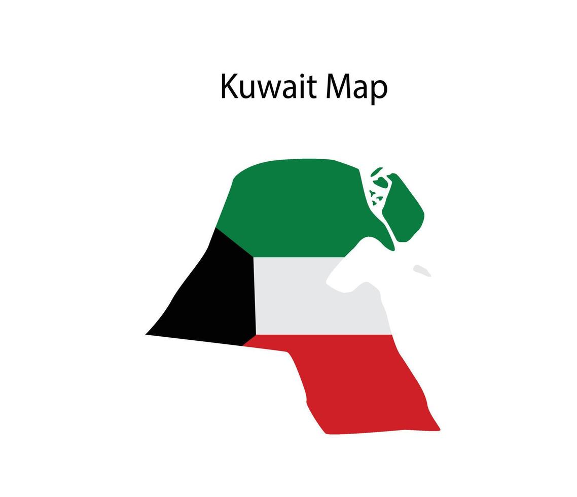 Mapa de Kuwait con ilustración de vector de bandera