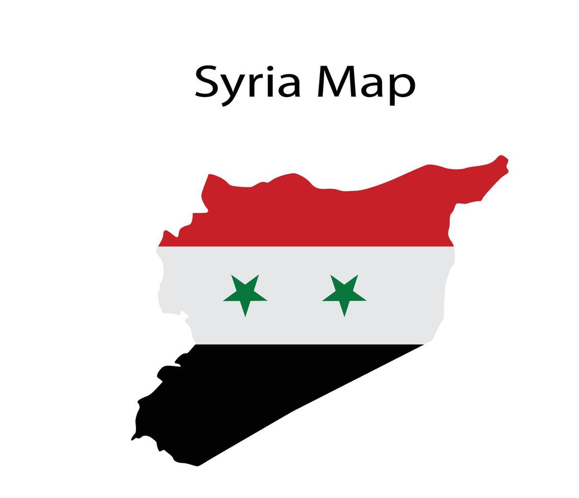 Syria Map with Flag Vector Illustration