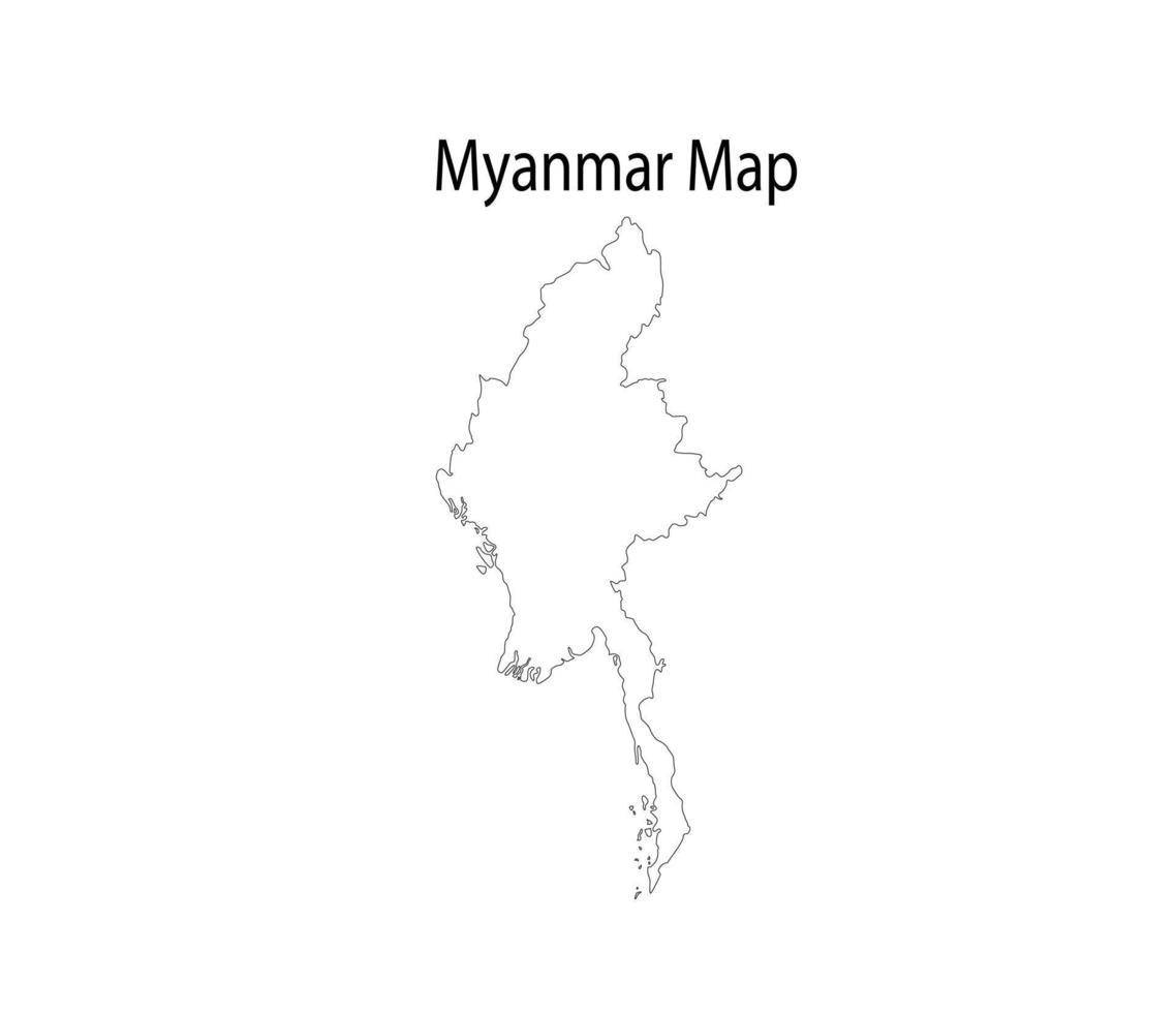 myanmar mapa línea arte vector ilustración