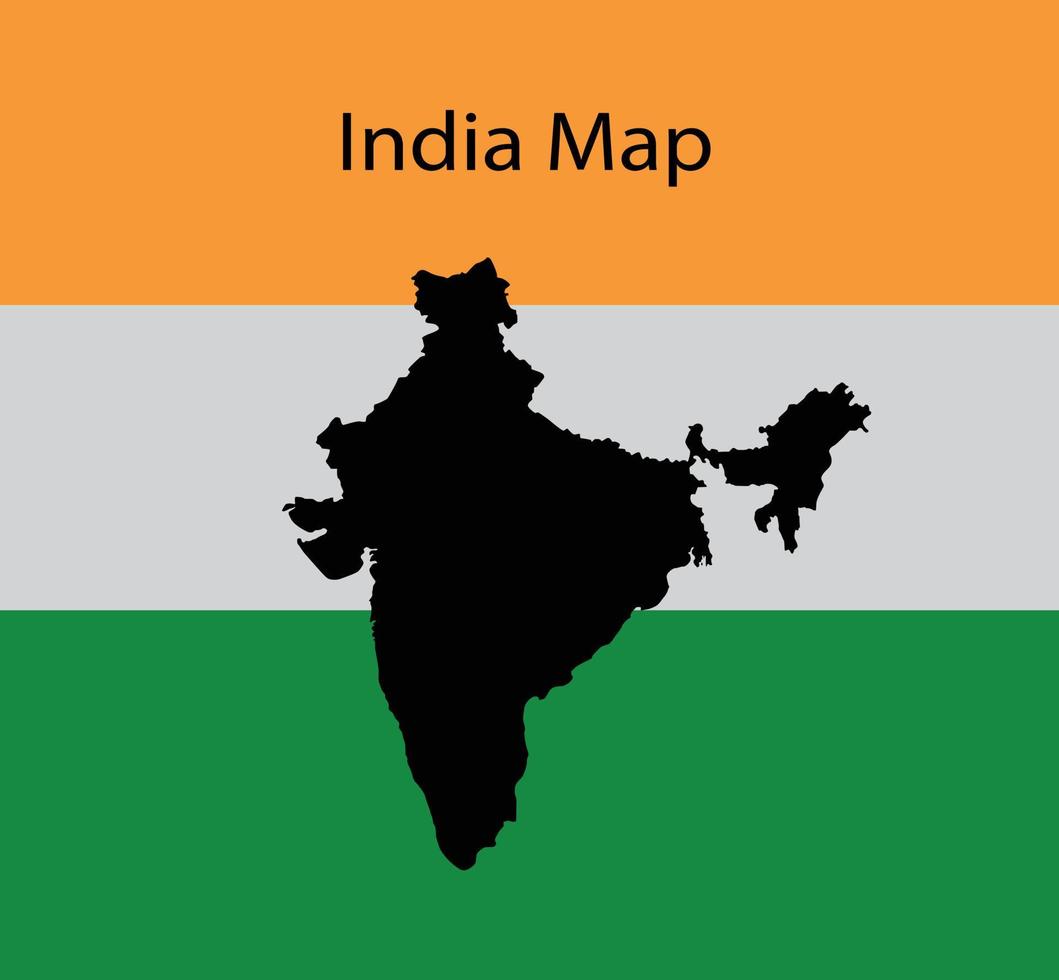 India Map Vector Illustration National Flag in Background