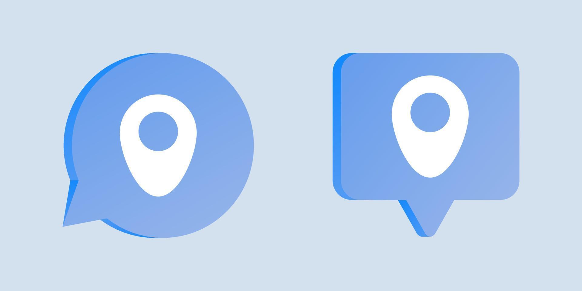 puntero pin ubicación navegación gps marca de búsqueda símbolo en chat de burbujas de voz 3d vector