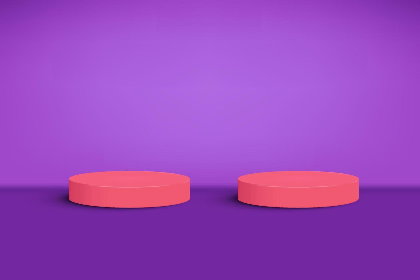 Happy valentines day and two stage 3d podium on purple background vector