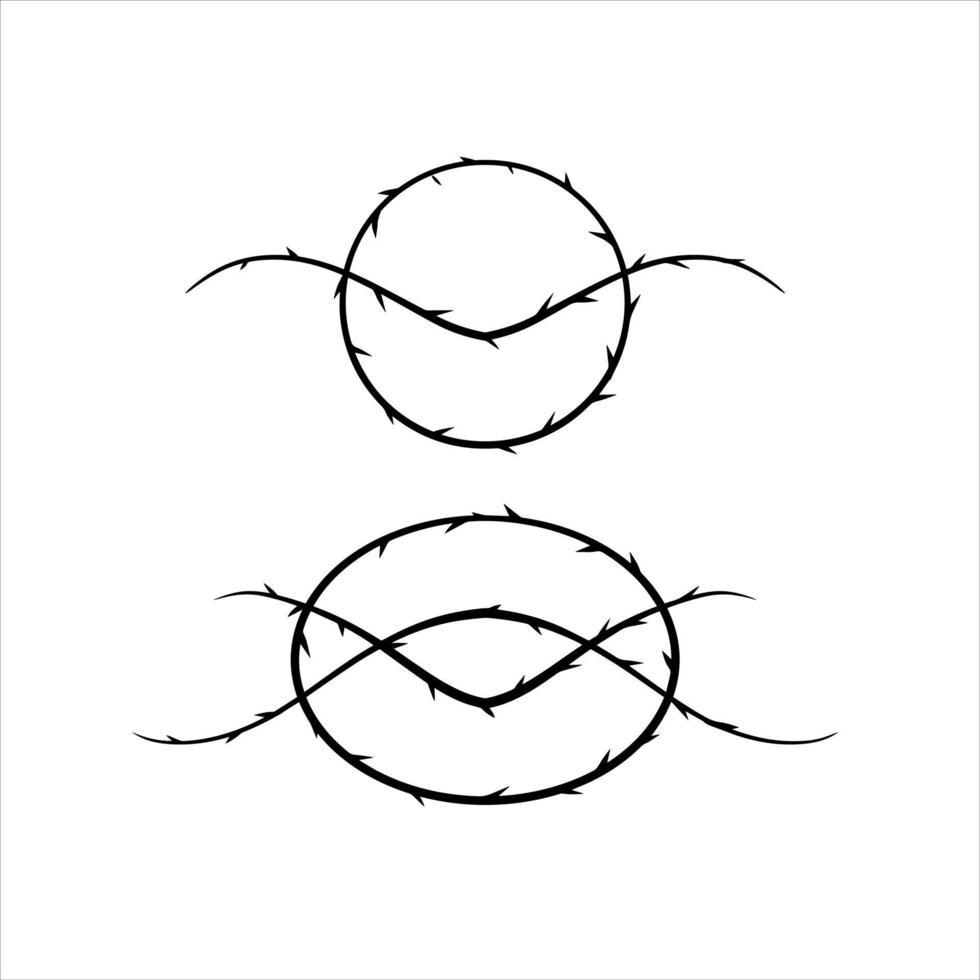 Thorn branch or vine. Natural intertwined pattern. Element of tattoo with spike. vector