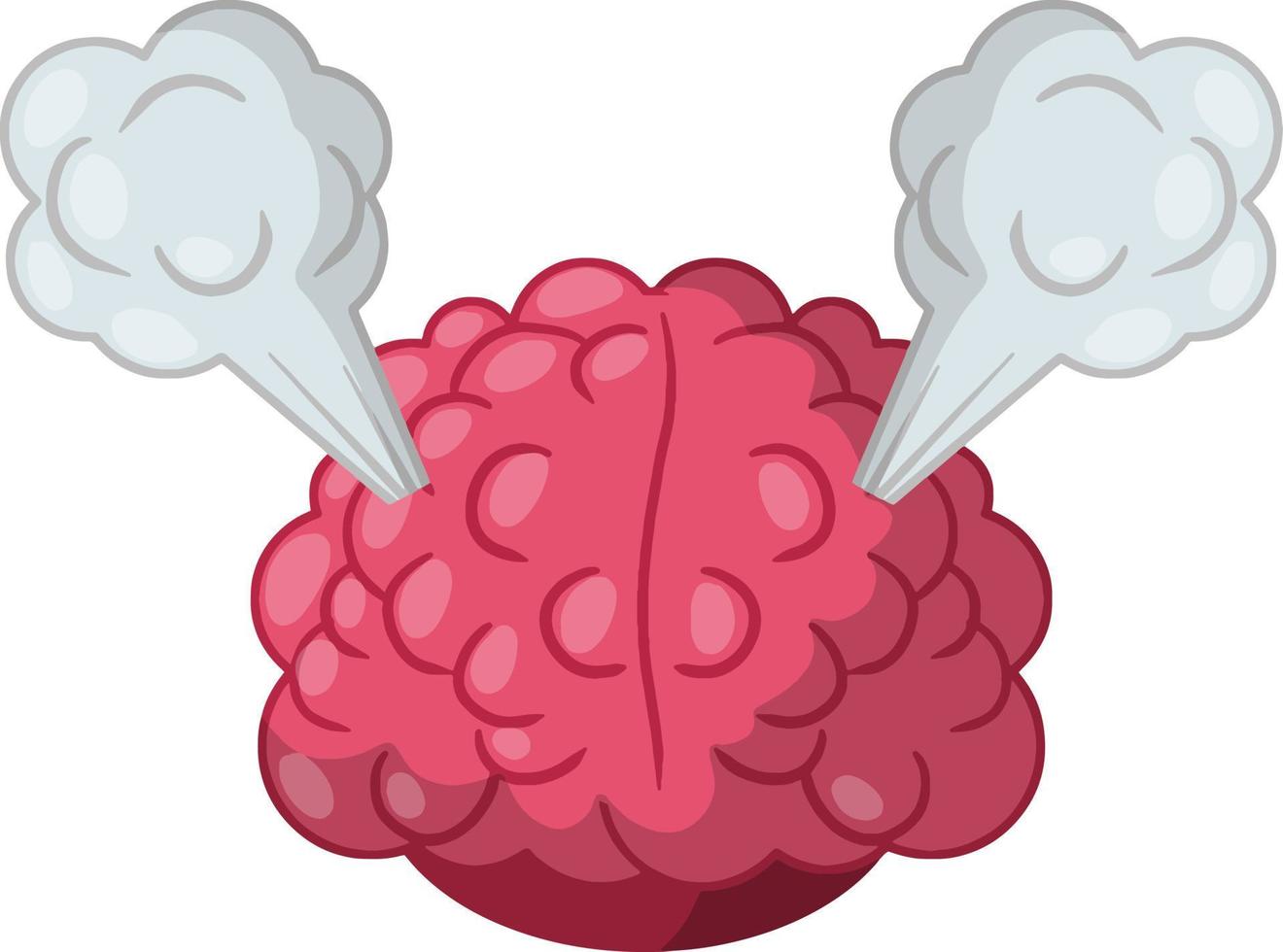 Boiling brain. Steam in the head. Stress and problems with intelligence. Fatigue and lethargy of the internal organ. Pink object with smoke. Cartoon flat illustration vector