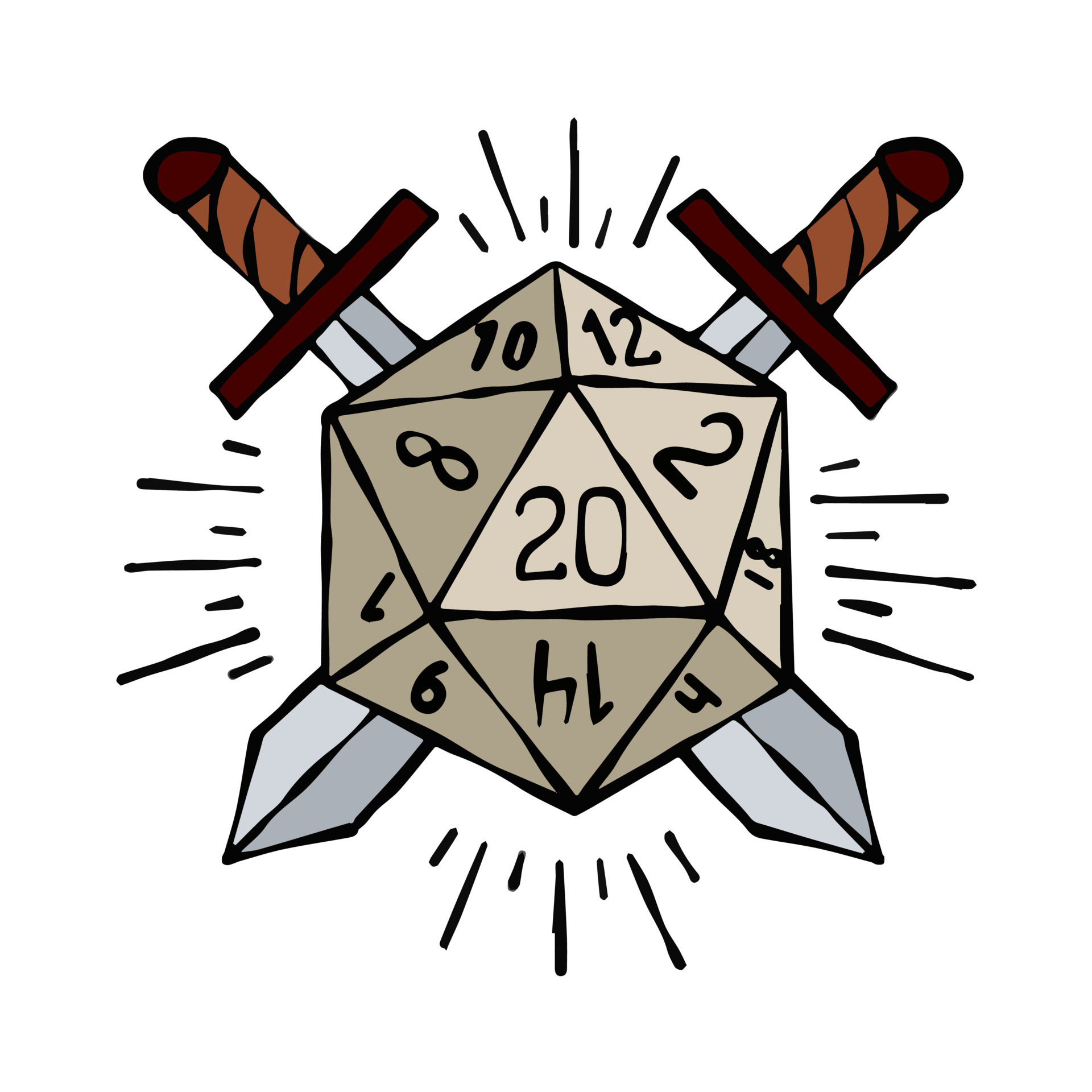 Cartoon dice for fantasy dnd and rpg Board game. Outline cartoon 15938973 Vector Art at Vecteezy
