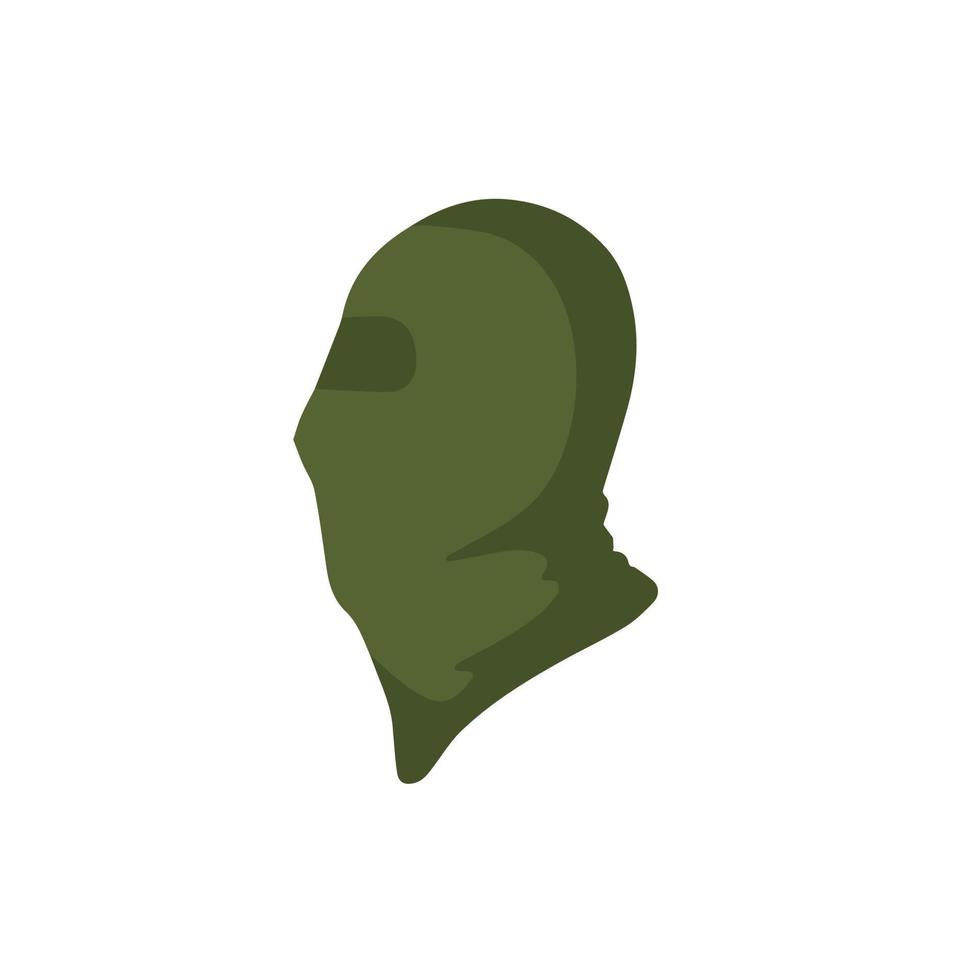 Balaclava for disguise. Green Protective mask of military and a robber. Soldier Head flat icon vector