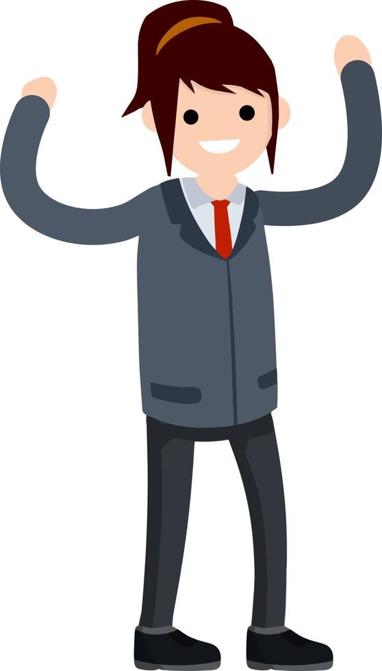 hombre de negocios exitoso en pose fuerte. hombre feliz con traje y corbata. manos en la cintura. ilustración plana de dibujos animados. empleado de oficina vector