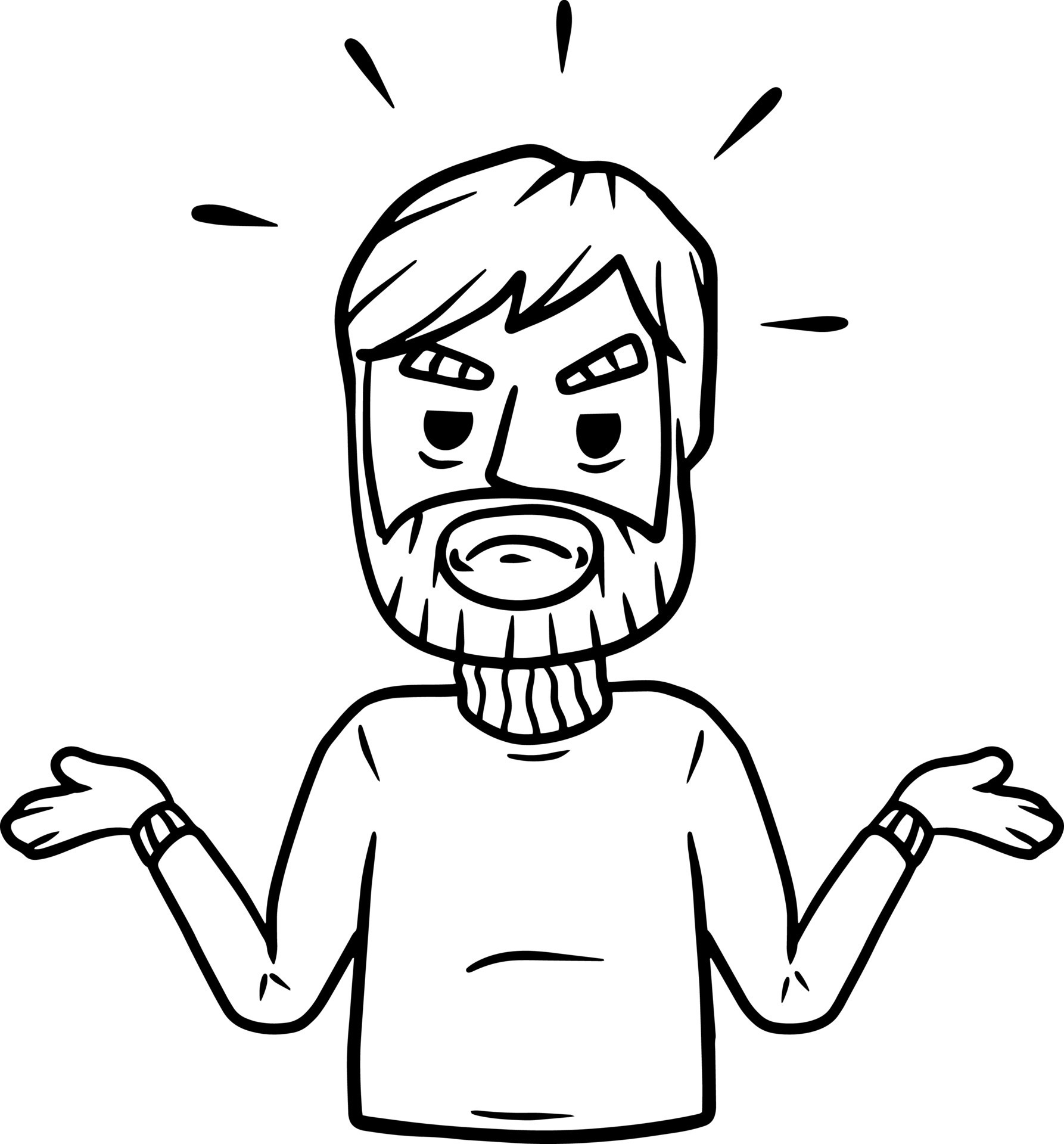 Disgruntled man threw up his hands. Sad character. sorrowful guy