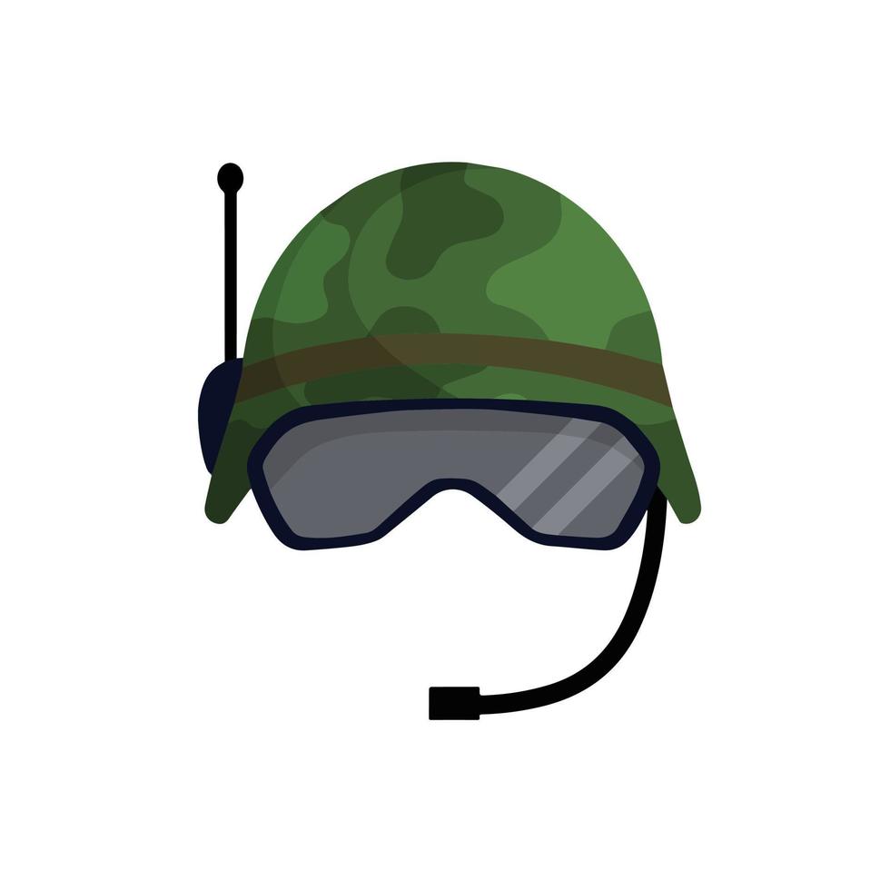 casco militar de soldado americano de la segunda guerra mundial. tapa protectora verde. municiones y uniformes. caricatura plana vector