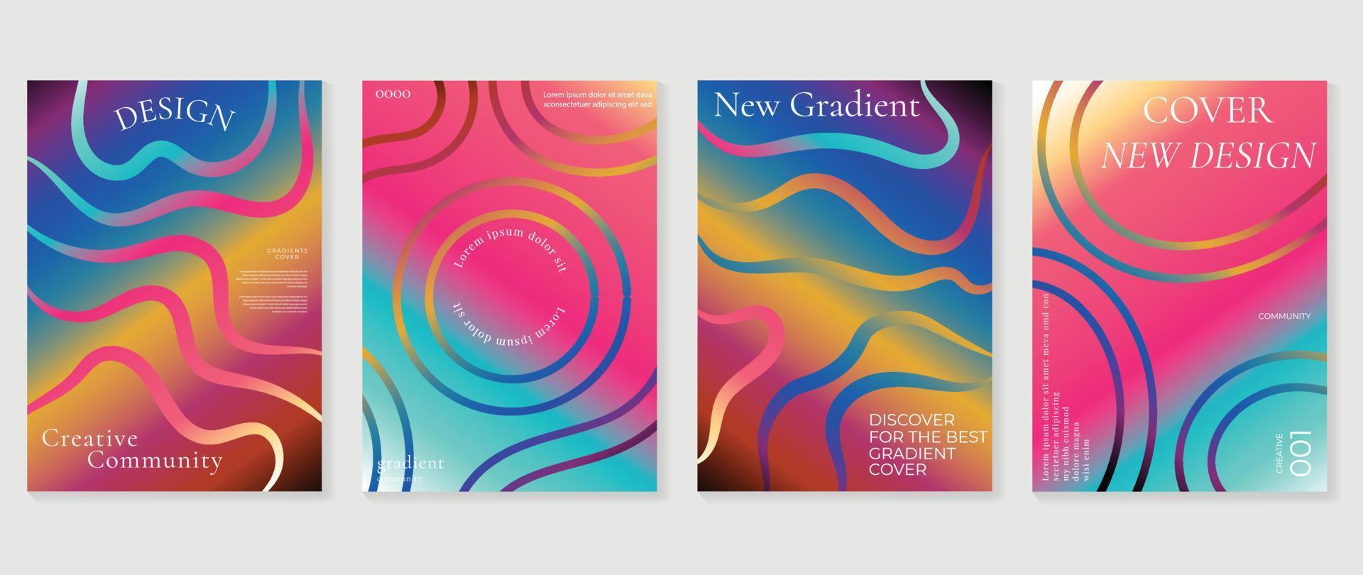 Vibrant colorful gradient background vector. Trendy colorful gradient abstract shape blurred background with line art. Design illustration for cover, wallpaper, poster, business, card, banner. vector