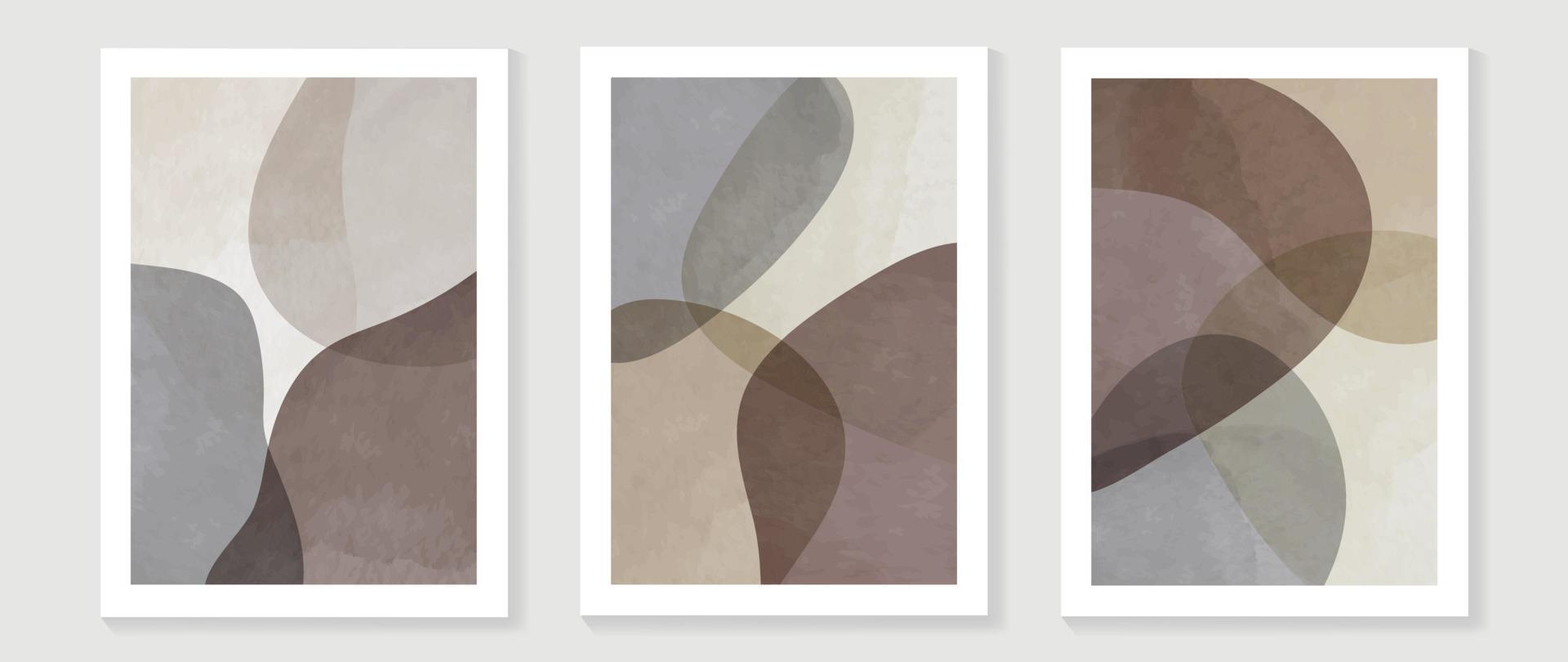 Minimal abstract wall art set vector. Abstract collage organic shapes beige earth tone color background. Design illustration for print, wall decor, home decoration, poster, wallpaper, banner. vector