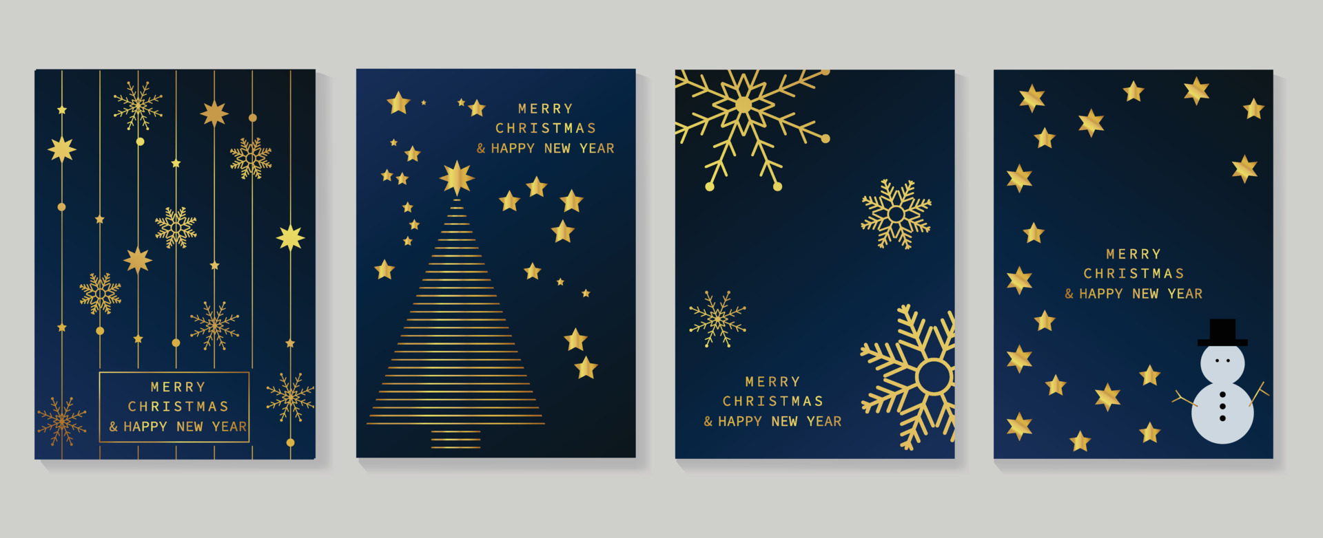Luxury christmas and happy new year holiday cover template vector set