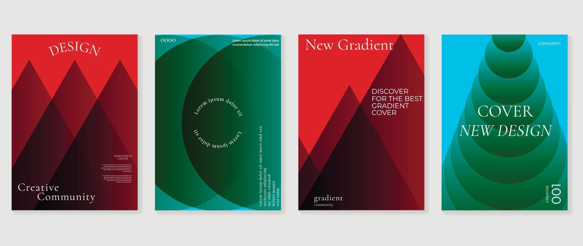 Vibrant color gradient background vector. Trendy red and green gradient geometric triangle and circle shape background. Design illustration for cover, wallpaper, poster, business, card, banner. vector