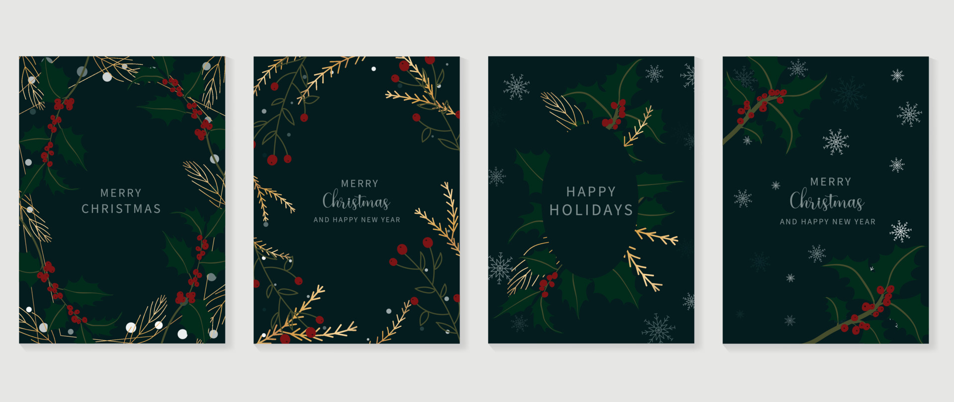 Luxury christmas and happy new year holiday cover template vector set