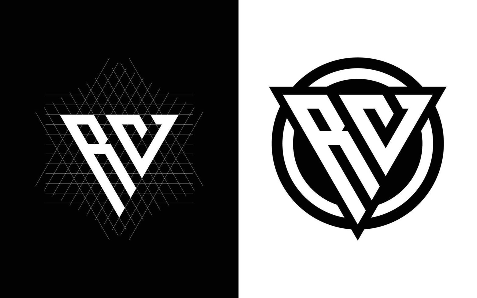 logotipo de monograma rv con diseño de método de cuadrícula pro vector