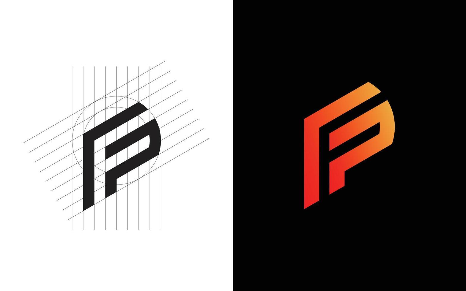 logotipo de monograma fp con diseño de método de cuadrícula pro vector