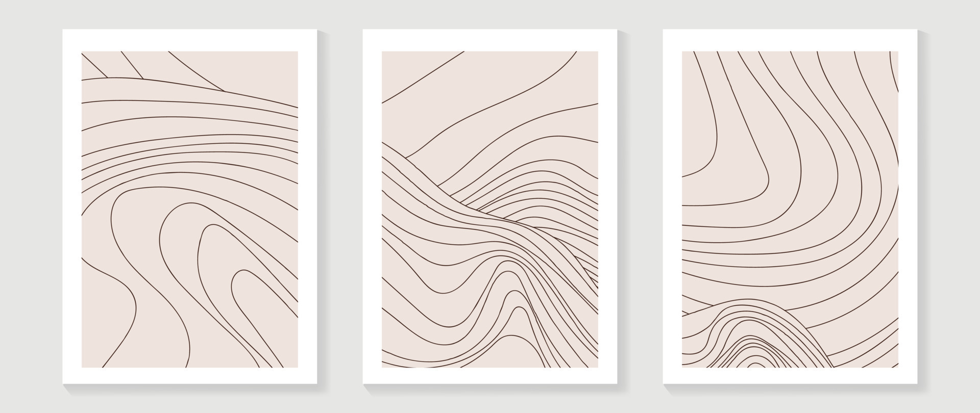 Abstract art background vector set. Minimalist modern contour drawing