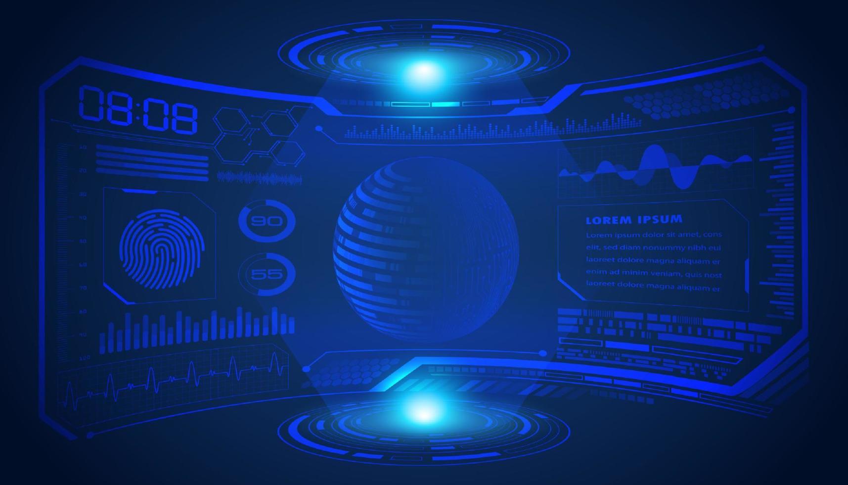 Modern HUD Technology Screen Background with Blue Globe vector