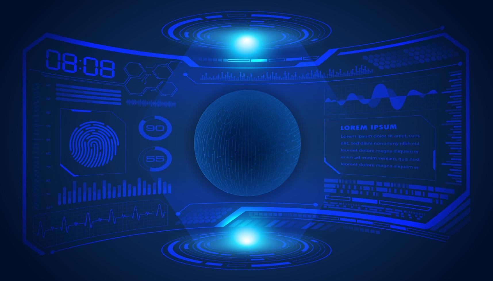 Modern HUD Technology Screen Background with Blue Globe vector