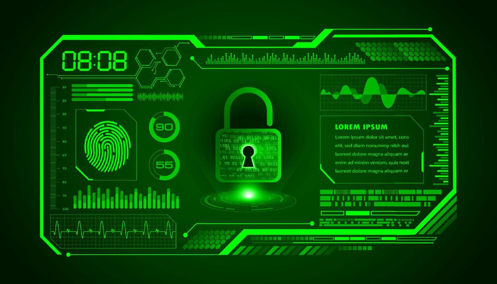 Modern HUD Technology Screen Background with padlock vector