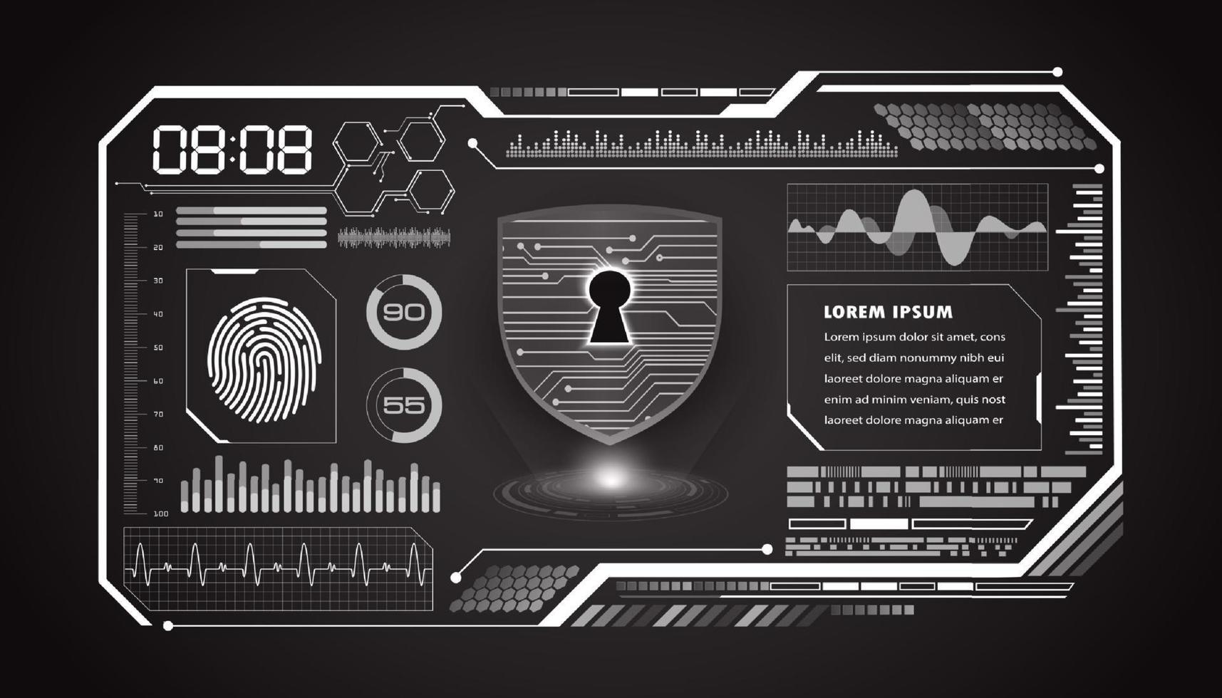 Modern HUD Technology Screen Background with padlock vector