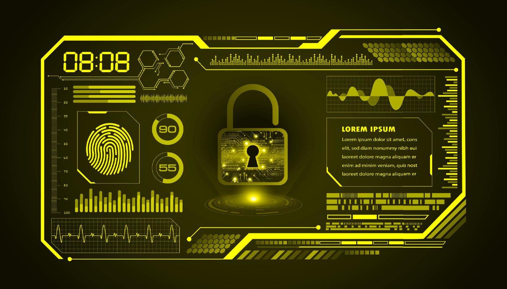 Modern HUD Technology Screen Background with padlock vector